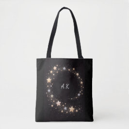 Custom Star Spiral Initials Gift Tote Bag