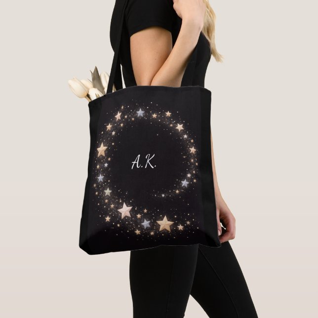 Custom Star Spiral Initials Gift Tote Bag (Von Nahem)