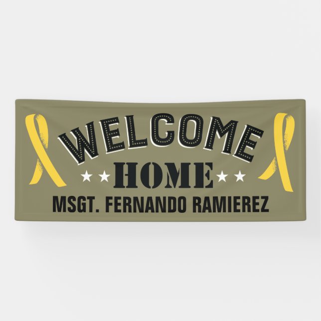 Custom Stationierung Welcome Zuhause Yellow Ribbon Banner (Horizontal)