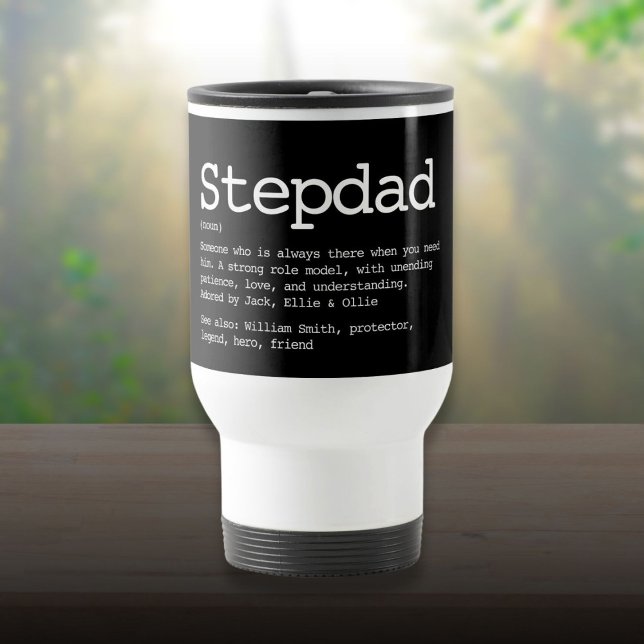 Custom Stepdad Definition Modern Black Reisebecher (Custom Stepdad Definition Modern Black Travel Mug)