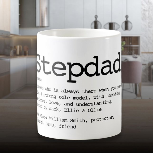 Custom Stepdad Definition Schwarz und Weiß Kaffeetasse (Custom Stepdad Definition Black And White Coffee Mug)