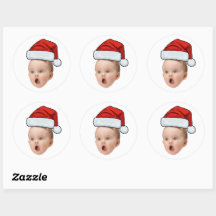 Custom Sticker Baby Face Foto Weihnachtsmannmütze 
