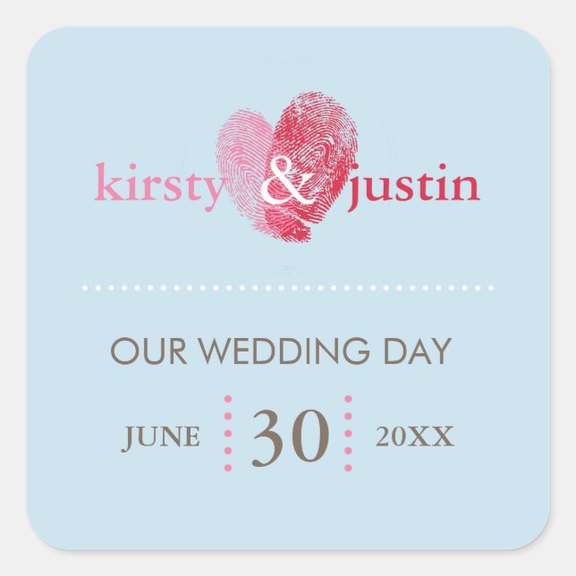 CUSTOM STICKER SIEGEL niedliches Herz für Hochzeit (Vorderseite)