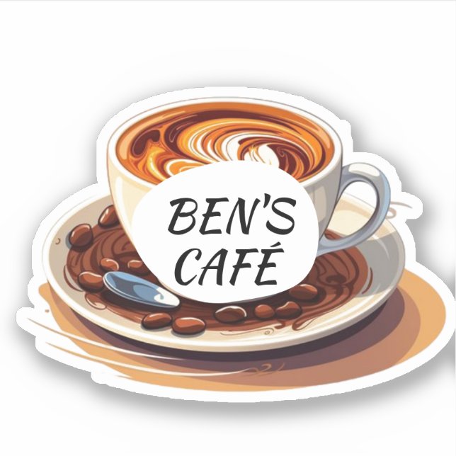 Custom Stickers Coffee Cup and Boans Logo Aufkleber (Vorderseite)