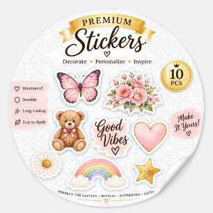 Custom Stickers Runde, Logos, Vintag und Text