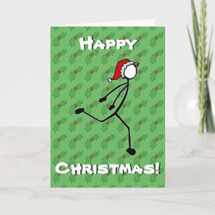 Custom Stickman Runner Weihnachtskarte Holly Berry Feiertagskarte