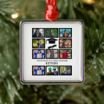 Custom stolzer Vater des Absolventen 11 Foto Colla Ornament Aus Metall<br><div class="desc">Angepasster stolzer Vater des Graduate Cap Foto Collage. Personalisieren Sie diese lustige Abschluss-Design-Vorlage mit Ihren 11 Fotos und Namen für Graduierte. Es ist ein perfektes Abschluss Foto Geschenk für Familienmitglieder und Freunde, um die akademische Leistung eines Familienmitglieds zu beglückwünschen.</div>