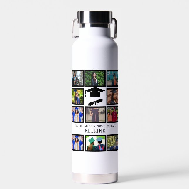 Custom stolzer Vater des Absolventen 11 Foto Colla Trinkflasche (Vorne)
