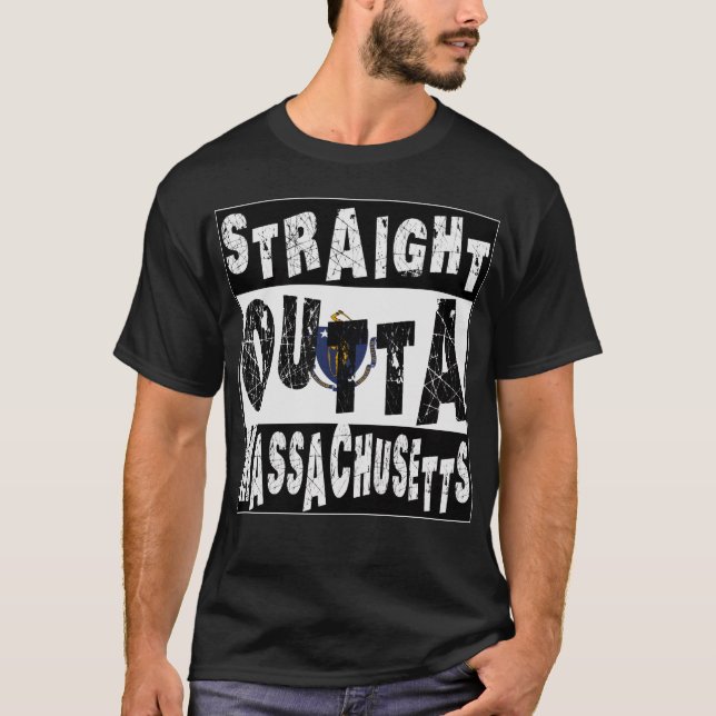 CUSTOM Straight Outta Massachusetts Meme T-Shirt (Vorderseite)