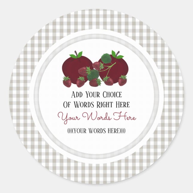 Custom Strawberry Apple Classic Round Sticker (Vorderseite)