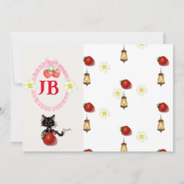 Custom Strawberry Mit Monogramm Baby Einladung