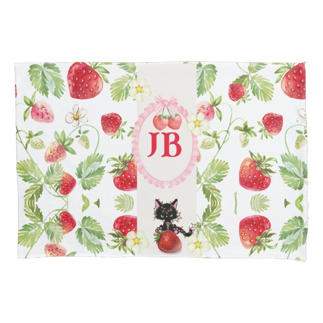 Custom Strawberry Mit Monogramm Baby Kissenbezug (Vorderseite)