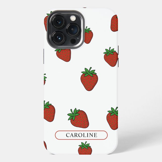 Custom Strawberry White iPhone Hülle (Rückseite)