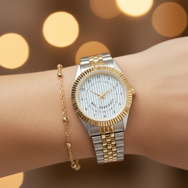 Custom Striped His and Hers Watch for Couple Gift Armbanduhr (Custom Striped Couple Watch – Personalized His and Hers Wedding Gift for Bride and Groom or Teachers)