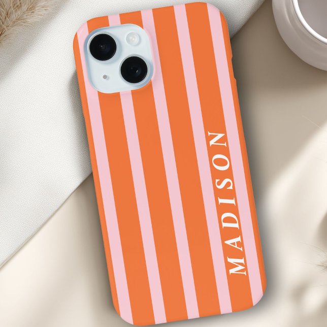 Custom Stripes Orange Pink Case-Mate iPhone Hülle (Custom Stripes Orange Pink Case-Mate iPhone Case)