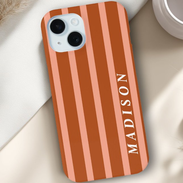 Custom Stripes Peach Brown Case-Mate iPhone Hülle (Custom Stripes Peach Brown Case-Mate iPhone Case)