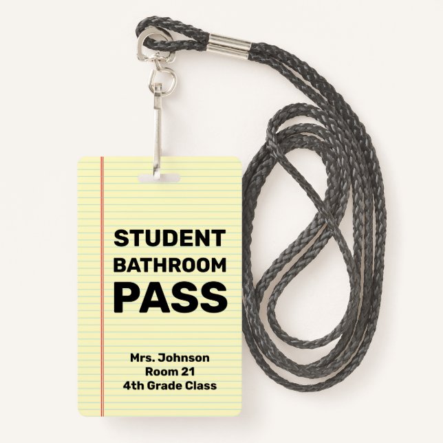 Custom Student Bad Pass Ausweis (Vorderseite mit Schlüsselband)