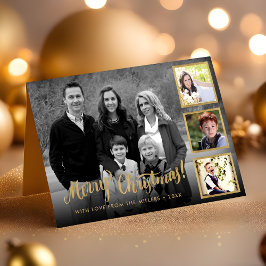 Custom Styish Gold Frohe Weihnachtsfoto Collage Feiertagskarte