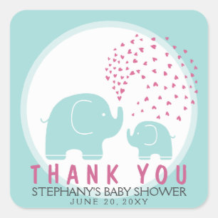 Custom Stylish Blue Elephants Danke Stickers