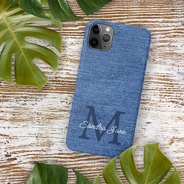 Custom Stylish Blue Jeans Denim Name On Case-Mate iPhone Hülle (Von Creator hochgeladen)