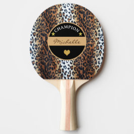 Custom Stylish Brown Schwarz-weiß Leopard Champion Tischtennis Schläger