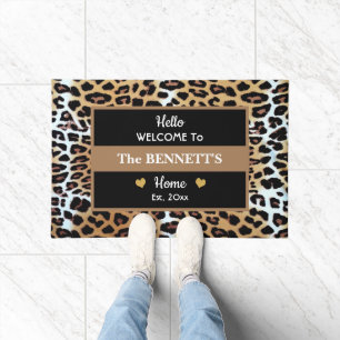 Custom Stylish Brown Schwarz-weiß Leopard Print Fußmatte