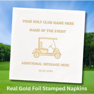 Custom Stylish Golf Club League Event Real Gold Servietten Mit Folie