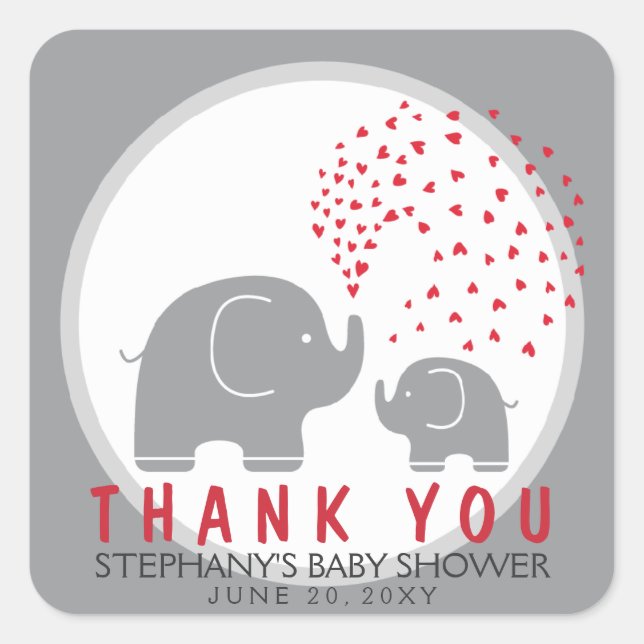 Custom Stylish Gray Elephants Danke Stickers (Vorderseite)