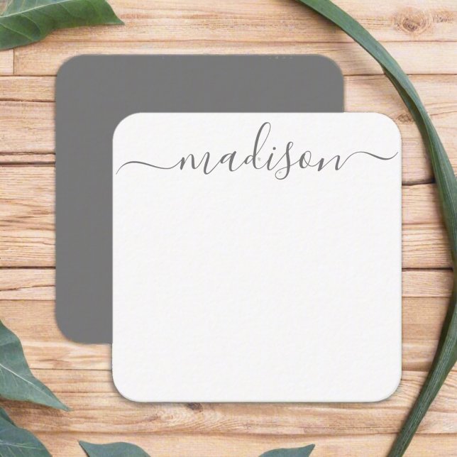 Custom Stylish Gray Typografy Name Script Mitteilungskarte (Von Creator hochgeladen)