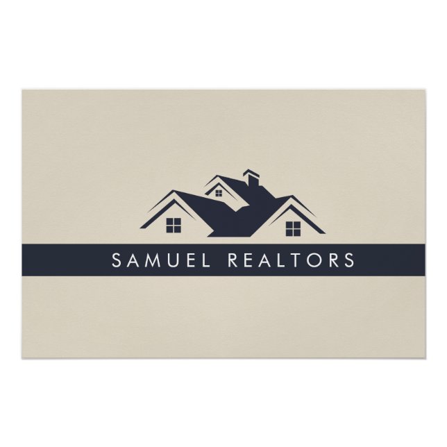 Custom Stylish Modern Real Estate Home Logo Poster (Vorderseite)