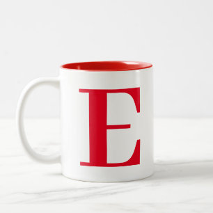 Custom Stylish Modern Red Monogram Initials Zweifarbige Tasse