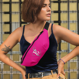 Custom Stylish Monogram Typografy Hot Pink Bauchtasche