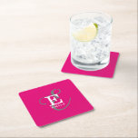 Custom Stylish Monogram Typografy Hot Pink Rechteckiger Pappuntersetzer<br><div class="desc">Es geht um dich mit diesem schönen Untersetzer aus Papier. Es hat eine elegante, stilvolle Darstellung Ihres Namens und Monogramms mit klassischen Serifen und einer verzierteren Schriftzypografie in einer ausgewogenen Symmetrie. Die drei Elemente verschmelzen mit einer ausgeklügelten Harmonie und kreieren Ihr eigenes Markenlogo. Hier mit einem trendigen, heißen rosa Hintergrund...</div>