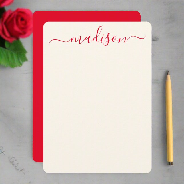 Custom Stylish Red Typografy Script Name Initial Mitteilungskarte (Von Creator hochgeladen)