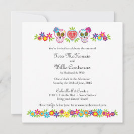 Custom Sugar Skulls and Blume - Gelbes Bkgnd Einladung