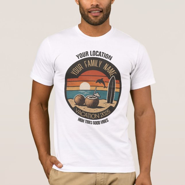 Custom Summer 2025 Family Beach Urlaub Retro T-Shirt (Vorderseite)