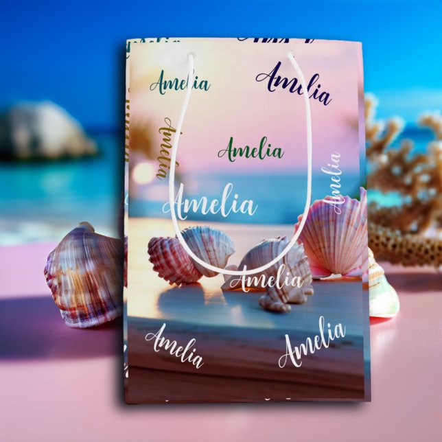 Custom Summer Beach Elegant Mittlere Geschenktüte (Von Creator hochgeladen)