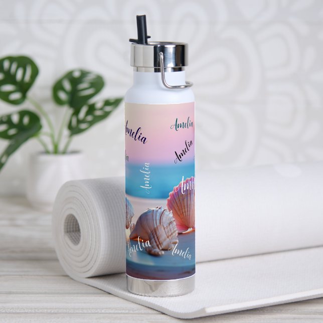 Custom Summer Beach Elegant Trinkflasche (Yoga)