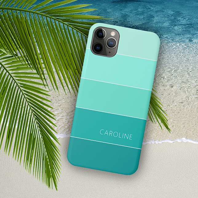 Custom Summer Blue Aqua Ocean Türkis Streifen iPhone Hülle (Von Creator hochgeladen)