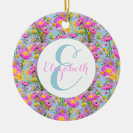 Custom Summer Hütte Garden Blue Keramik Ornament