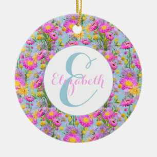 Custom Summer Hütte Garden Blue Keramik Ornament