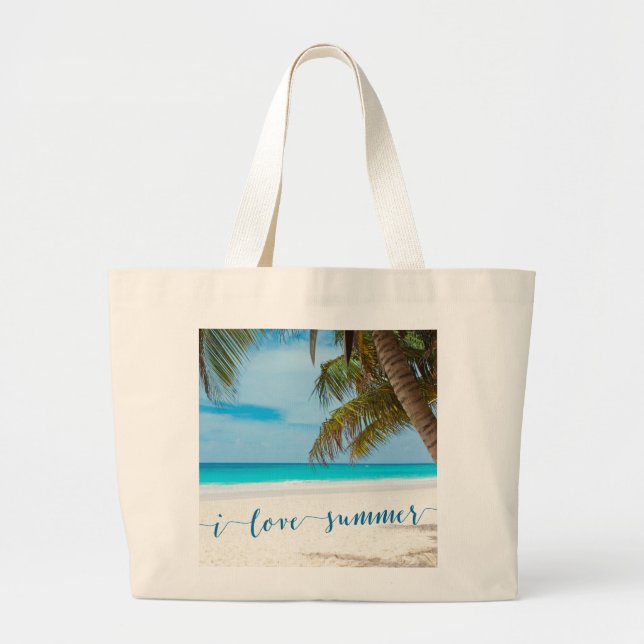 Custom Summer Large Beach Bags I Liebe Summer Jumbo Stoffbeutel (Vorne)