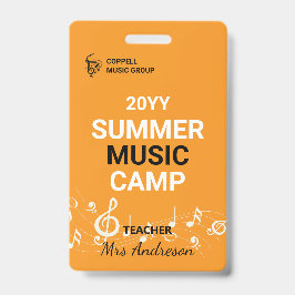 Custom Summer Music Camp Lehrer-ID-Abzeichen Ausweis