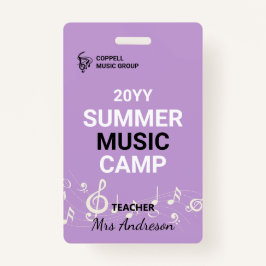 Custom Summer Music Camp Lehrer-ID-Abzeichen Ausweis