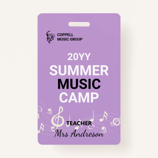 Custom Summer Music Camp Lehrer-ID-Abzeichen Ausweis (Vorderseite)