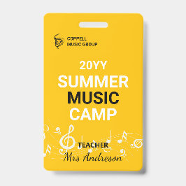 Custom Summer Music Camp Lehrer-ID-Abzeichen Ausweis