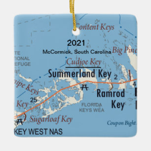 Custom Summerland Key Florida Karte Keramik Orname Keramikornament