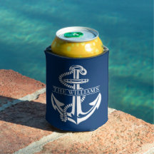 Custom Summerry White Nautical Anchor auf Navy Blu