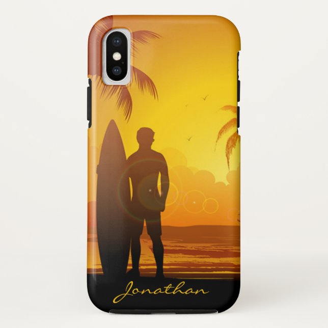 Custom Sun Set Beach Surfing Case-Mate iPhone Hülle (Rückseite)