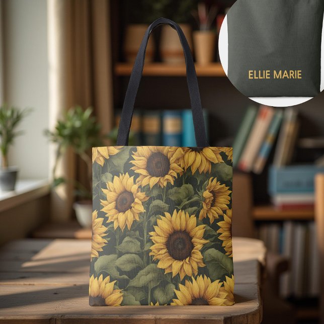 Custom Sunflower Bag für Lehrer, Student und Fraue (custom sunflower bag, best mom ever gift, bridesmaid proposal tote, bachelorette gift bag)